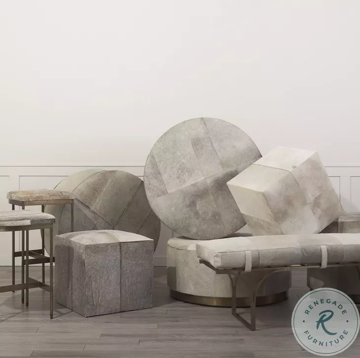 Zahavi Gray Hair On Hide 20" Ottoman