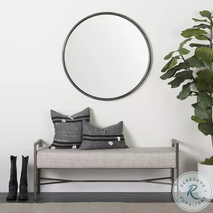 Piper Black Small Round Wall Mirror