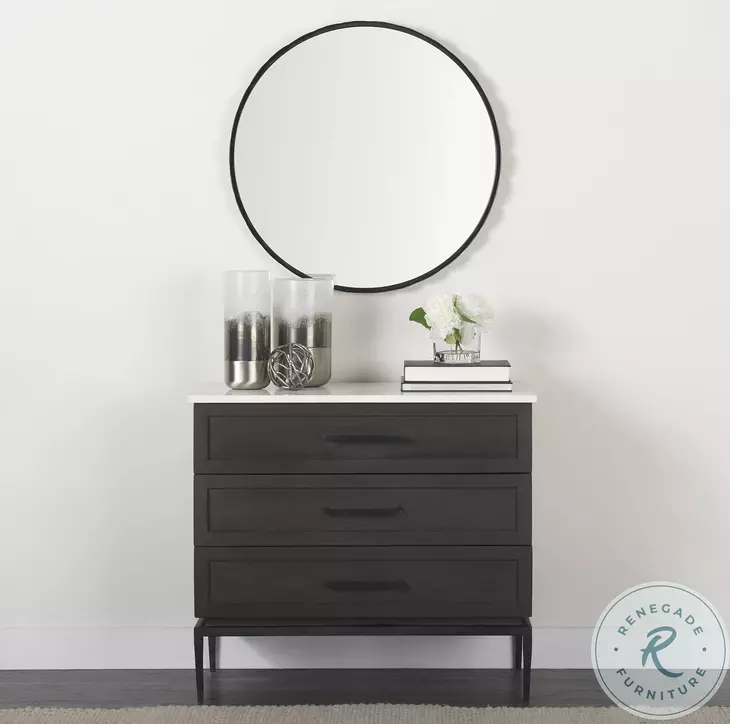 Adelaide Black Scallop Edge Round Mirror