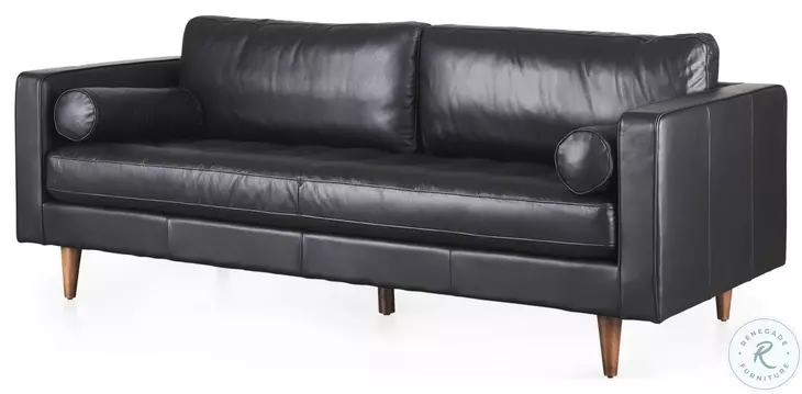 Svend Black Leather Sofa