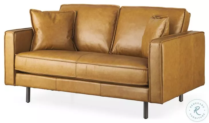 D'Arcy Tan Leather Loveseat
