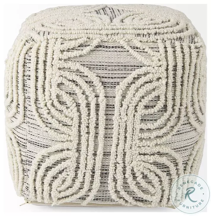 Amaya Cream Wool and Cotton Pouf