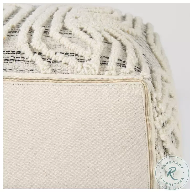 Amaya Cream Wool and Cotton Pouf