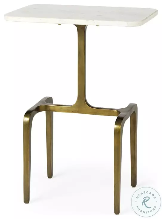 Preston White Marble And Gold Metal Accent Table