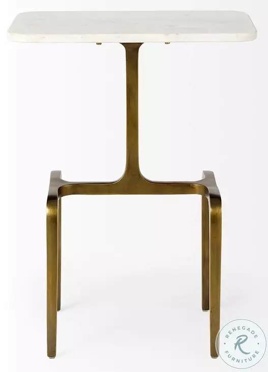 Preston White Marble And Gold Metal Accent Table
