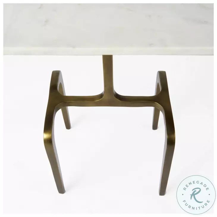 Preston White Marble And Gold Metal Accent Table