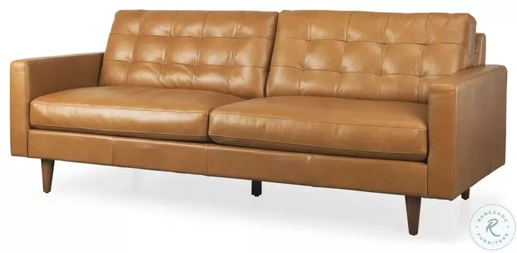 Olaf Tan Leather Sofa