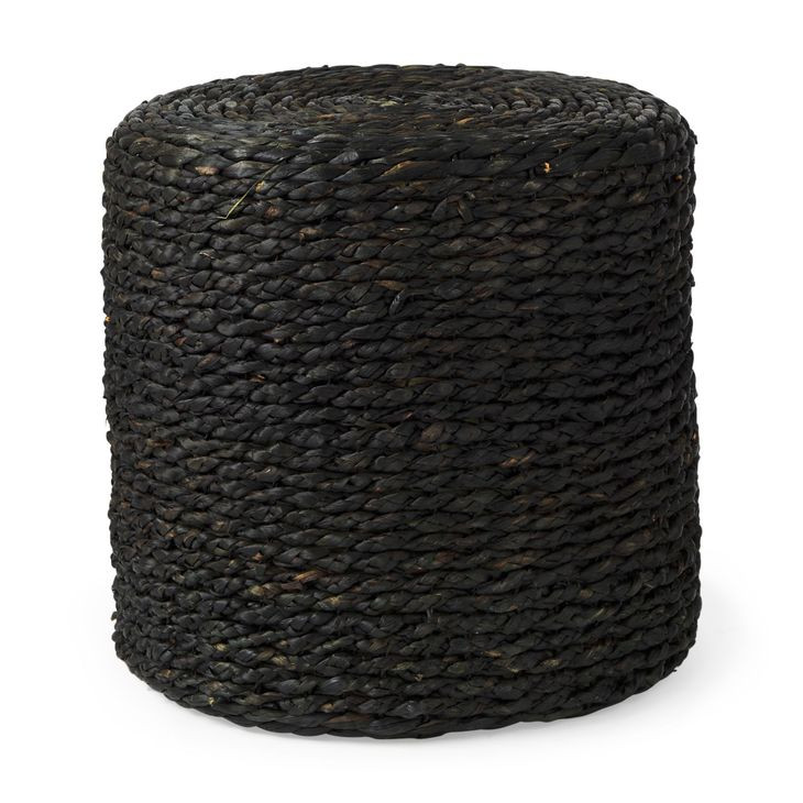 Dina Black Performance Fabric Round Pouf