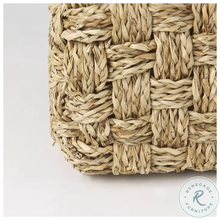 Adele Medium Brown Seagrass Woven Square Pouf