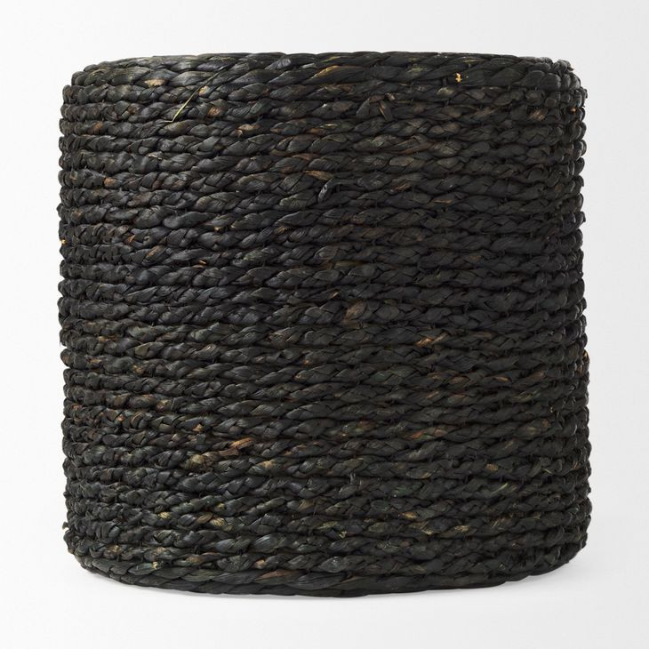 Dina Black Performance Fabric Round Pouf