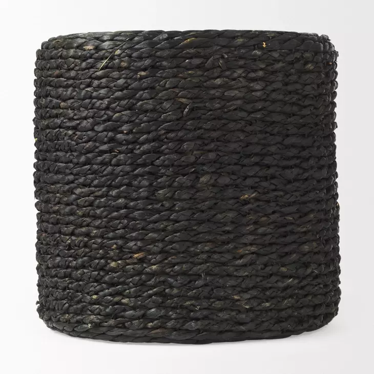Dina Black Performance Fabric Round Pouf
