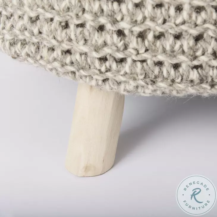 Bina Light Gray Wool Stool