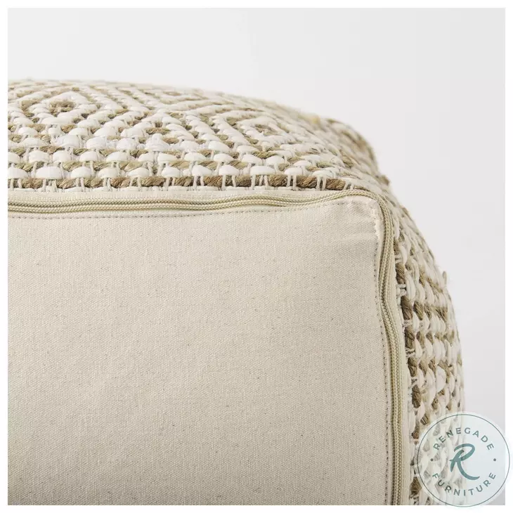 Ekani Beige Cotton Pouf