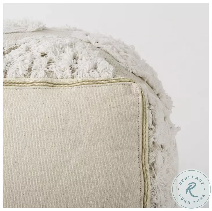 Ekanta Beige Patterned Cotton Pouf