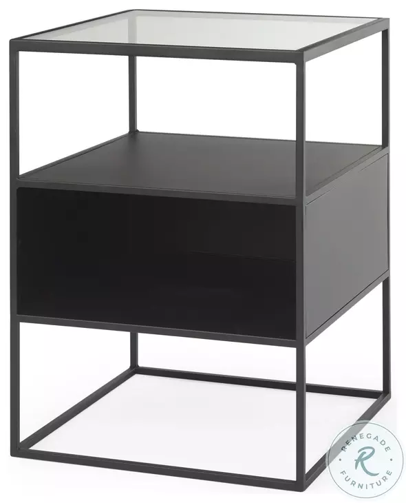 Samson Matte Black Metal And Glass Side Table