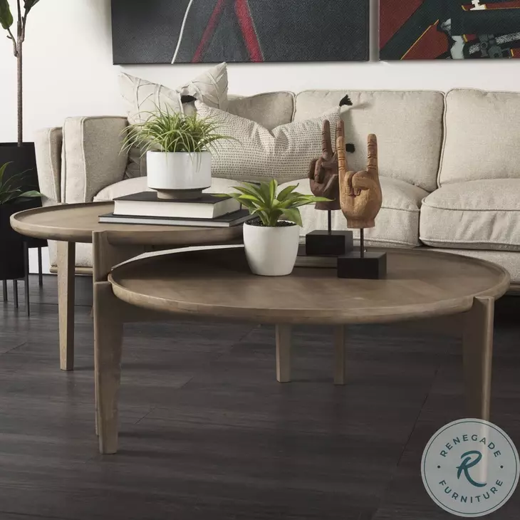 Cleaver Brown Solid Wood Round Coffee Table