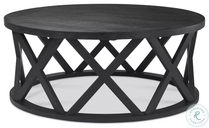Forsey Black Wood Round Coffee Table