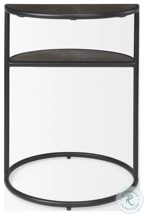 Arlo Dark Brown Wood And Black Metal Occasional Table Set Of 2
