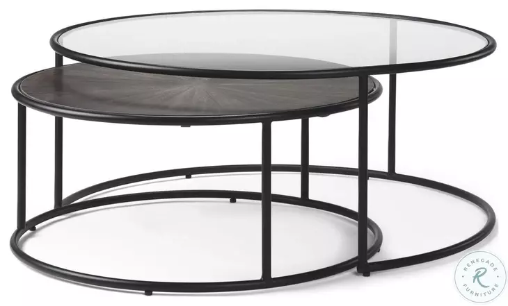 Arlo Dark Brown Wood And Black Metal Occasional Table Set Of 2