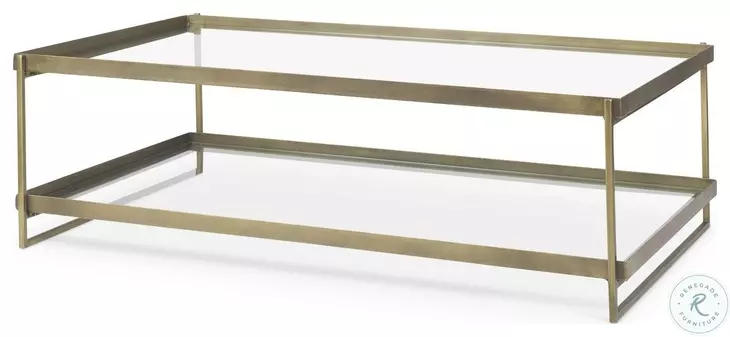 Trey Glass And Gold Metal Rectangular Coffee Table