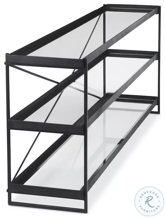 Trey Glass And Black Metal Rectangular Occasional Table Set