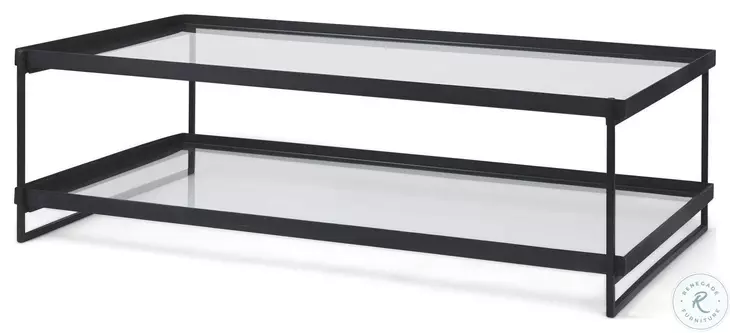 Trey Glass And Black Metal Rectangular Coffee Table