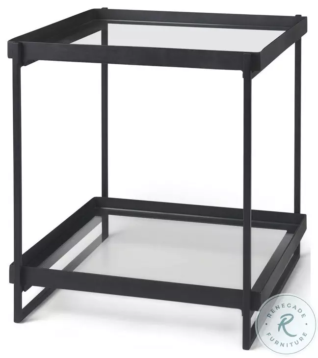 Trey Glass And Black Metal Square Accent Table