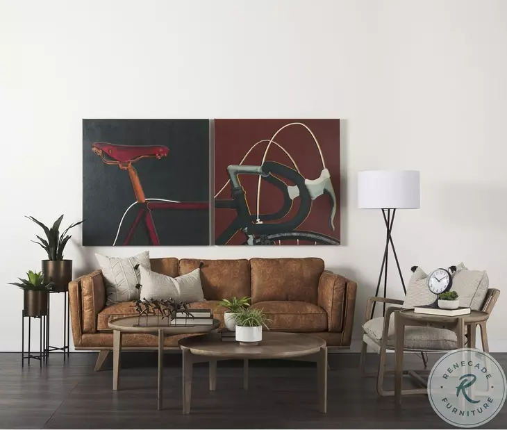Brooks Cognac Brown Faux Leather Sofa