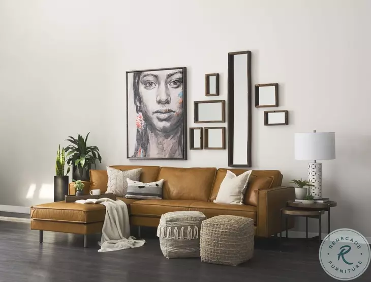 D'Arcy Tan Leather Sectional