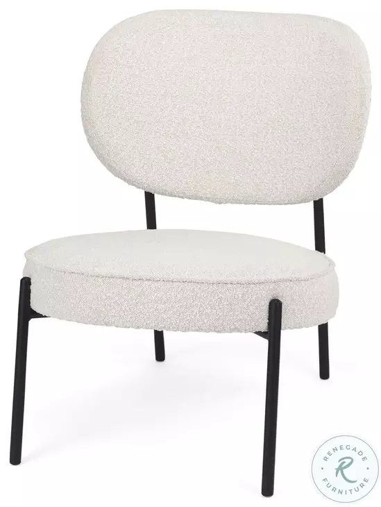 Amelia Cream Boucle And Black Metal Accent Chair