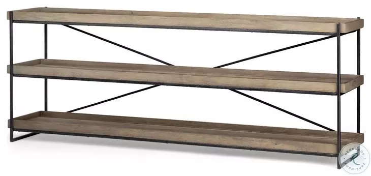 Trey Medium Brown Solid Wood And Black Metal Console Table