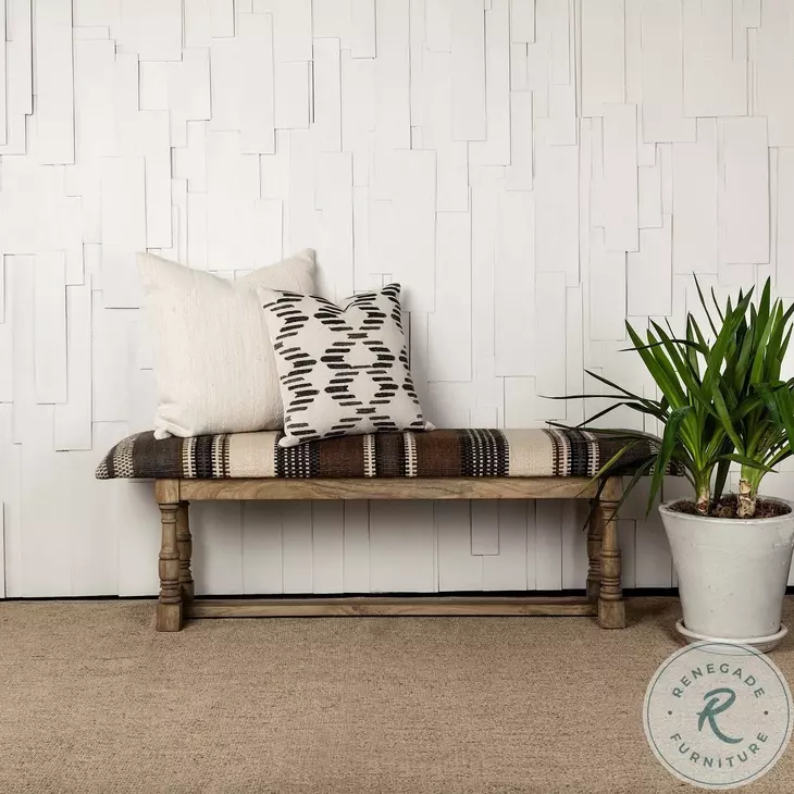 Greenfield Multi Colored Jute Patterned Accent Bench