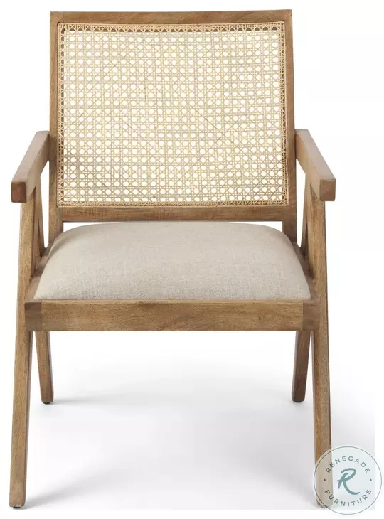 Donna Beige And Light Brown Wood Cane Back Accent Chair