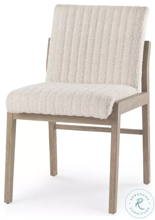 Tahoe Cream Boucle And Light Brown Wood Dining Chair