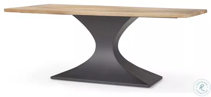 Maxton Light Brown Wood And Dark Gunmetal Iron Rectangular Dining Table