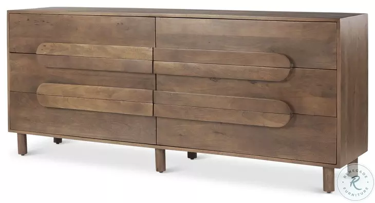 Astrid Brown Solid Solid Wood 6 Drawer Sideboard