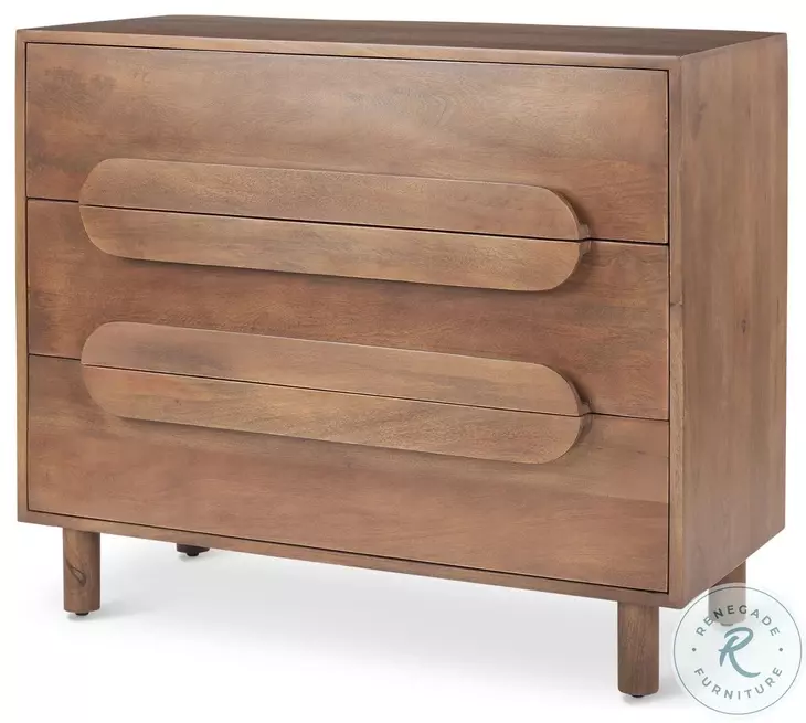 Astrid Medium Brown Solid Wood 3 Drawer Cabinet