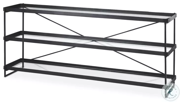 Trey Glass And Black Metal Console Table