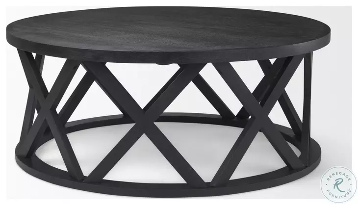 Forsey Black Wood Round Coffee Table