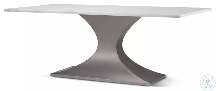 Maxton White Marble And Gunmetal Rectangular Dining Table
