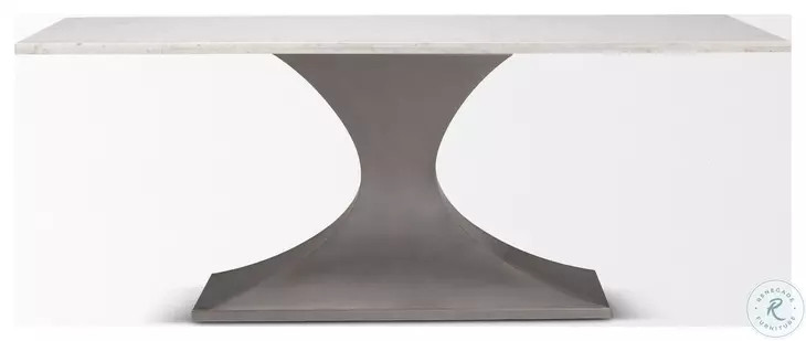 Maxton White Marble And Gunmetal Rectangular Dining Table