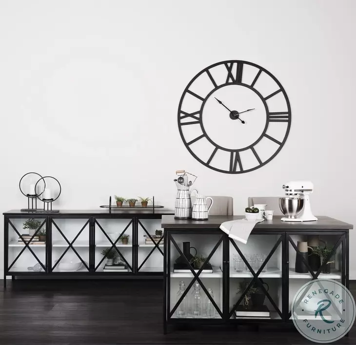 Dimitra Dark Iron And Glass Doors Kitchen Island