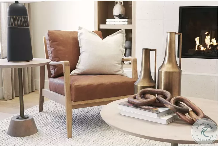Raeleigh Tan Faux Leather Accent Chair