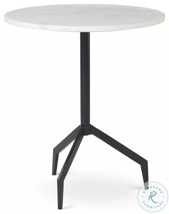 Serre White Marble And Black Metal 3 Prong End Table