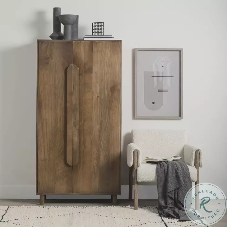 Astrid Medium Brown Solid Wood Armoire