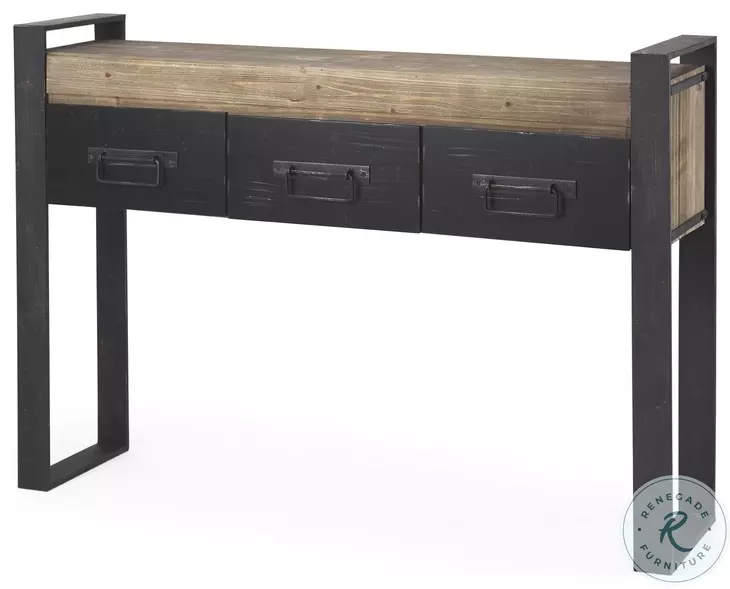 Carga Brown Wood And Black Metal Console Table