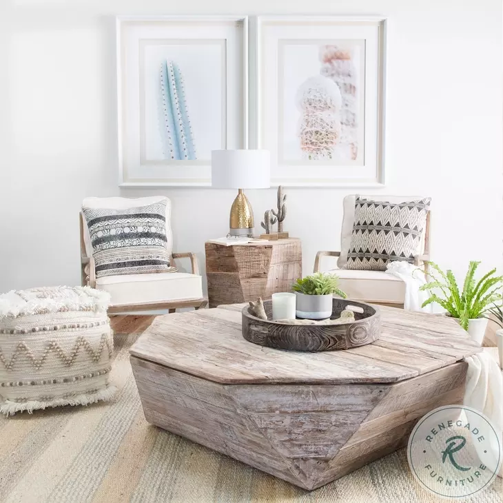 Esagono Reclaimed Wood Octagonal Side Table
