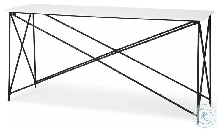 Lorlei White Marble And Gray Iron Console Table