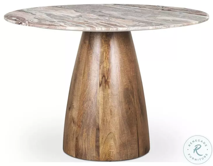 Allyson Pink Marble And Medium Brown 42" Dining Table