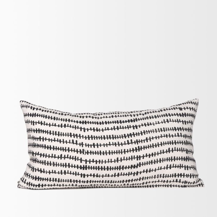 Jenna Cream and Black Lumbar Decorative Pillow Cover